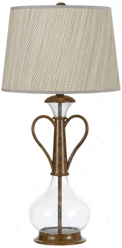 Horizon Paloma Seeded Glass And Copper Table Lamp (t3467)