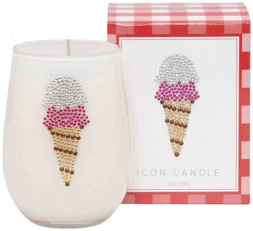 Ice Cream Cone Icon Candle (w4627)