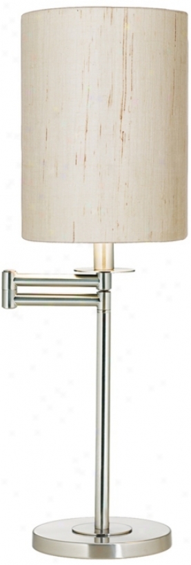 Ivory Linen Brushed Nickel Finish Swing Arm Desk Lamp (41253-00184)