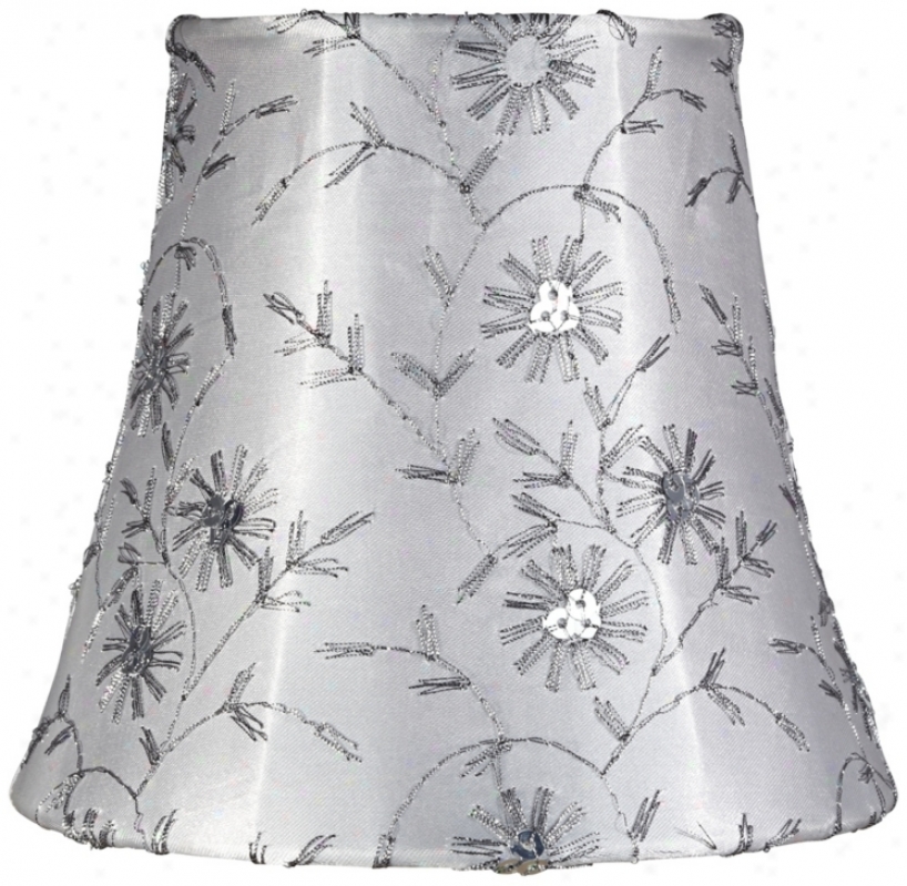 Jasper Gray Floral Bell Lamp Shade 3.5x5.5x5( clip-on) (v3646)