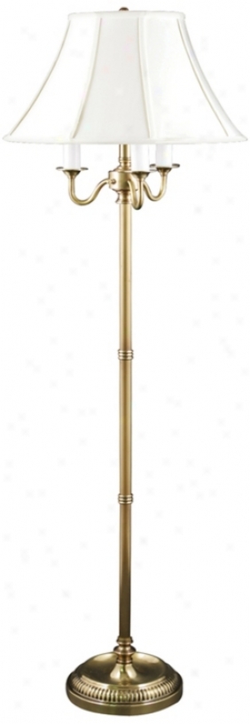 Jersey Polish Brass 4-light Floor Lamp With Ivory Bell Shade (v047)