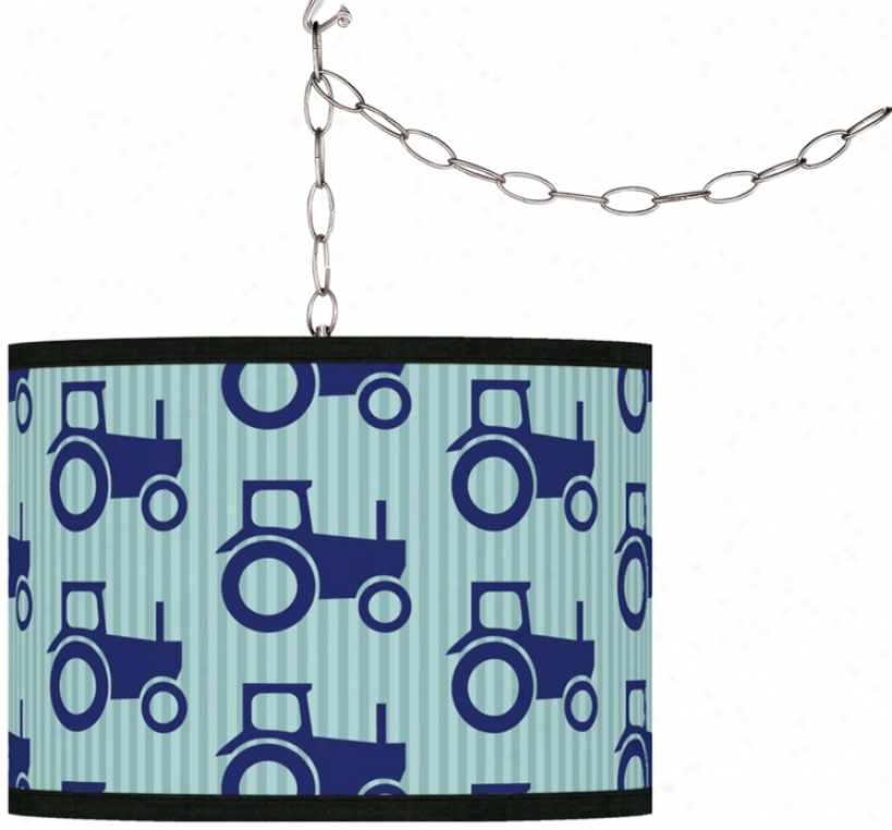 Kathy Ireland Blue Tractor Time Swag Plug-in Chandelier (f9542-w8353)