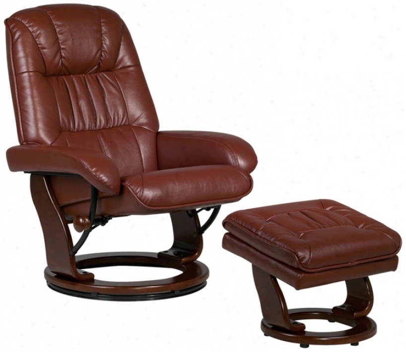 Kyle Cognac Faux Leather Ottoman And Swiveling Recpiner (m5082)