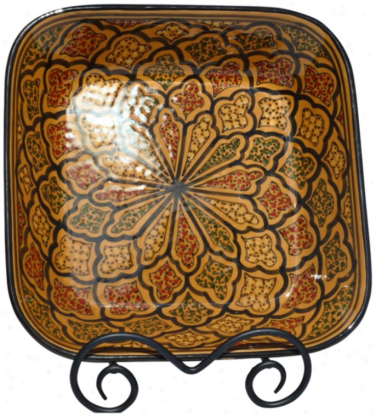 Le Souk Ceramique Honey Design Square Serving Bowl (x9772)