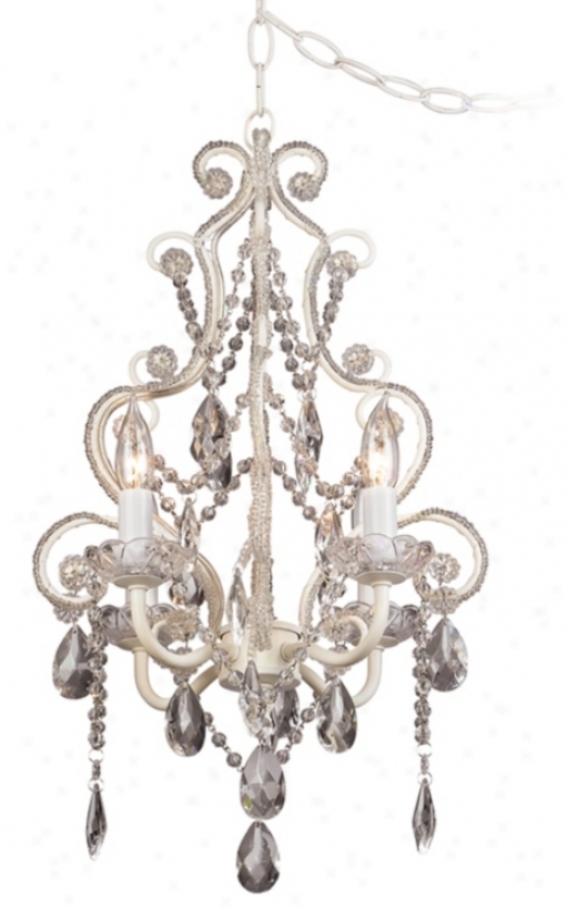 Leila White Clear Swag Plug-in Chandelier (85013)