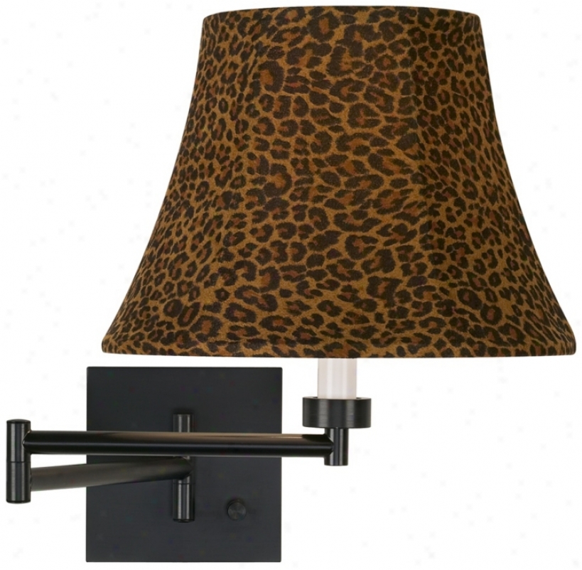 Leopard Shade Espresso Bronze Plug-in Swing Arm Wall Lamp (79412-t1103)