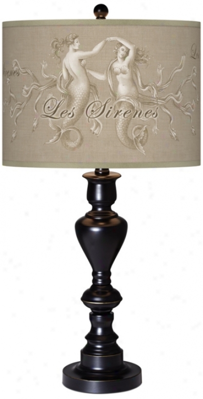 Les Sirenes Natural Giclee Glow Black Bronze Table Lamp (x0022-x2967)