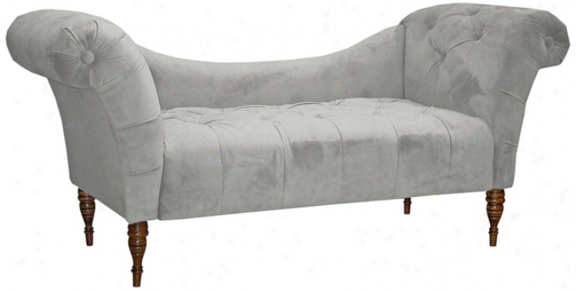 Loght Grey Tufted Velvet Chaise (x5749)