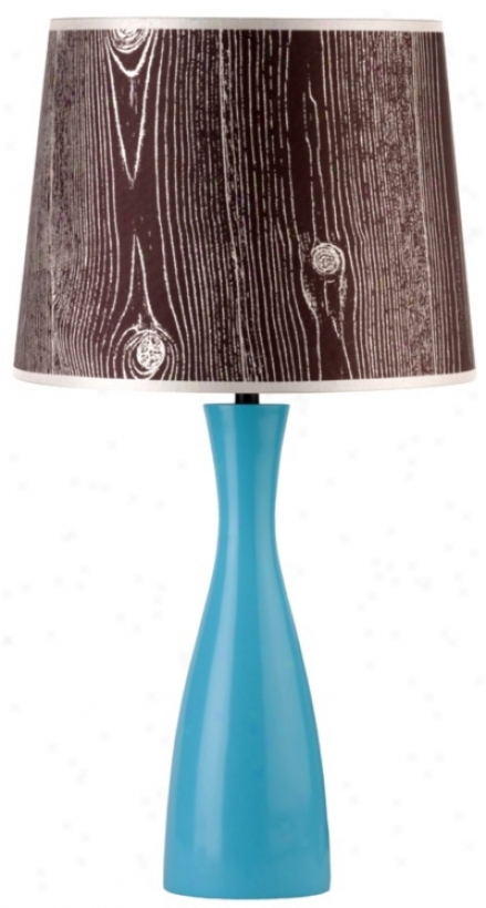 Lights Up! Faux Bois Shade Bkue Oscar 24" High Table Lamp (t3992)