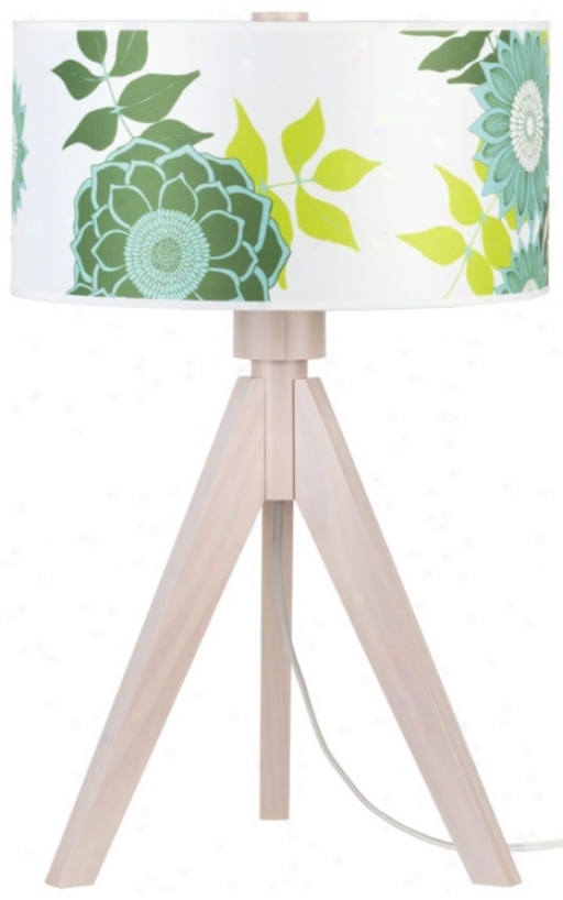 Lights Up! Woody Pickled Anna Green Table Lamp (t6220)