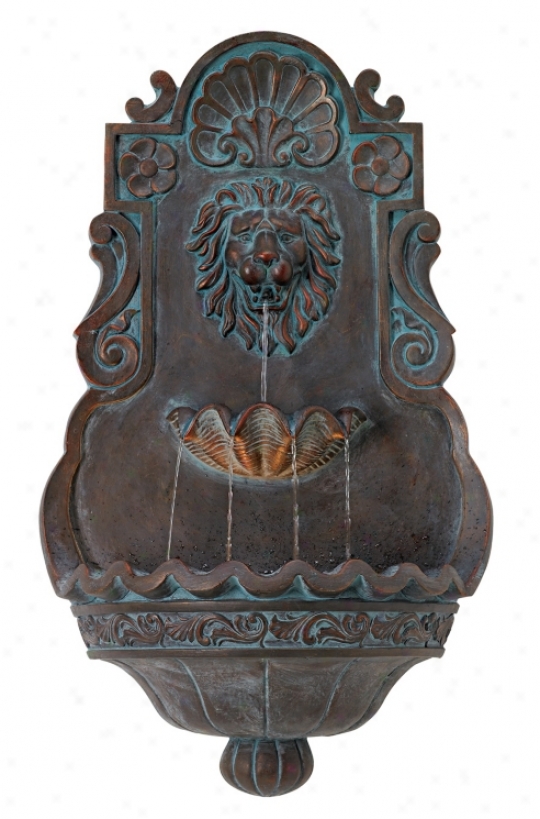 Lion Head Iron And Faux Stone Indoor Outdoor Fountai (26052)
