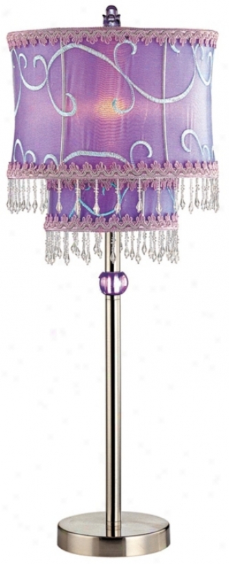 Lite Source Twin Tier Beaded Purple Lavender Table Lamp (gZ410)