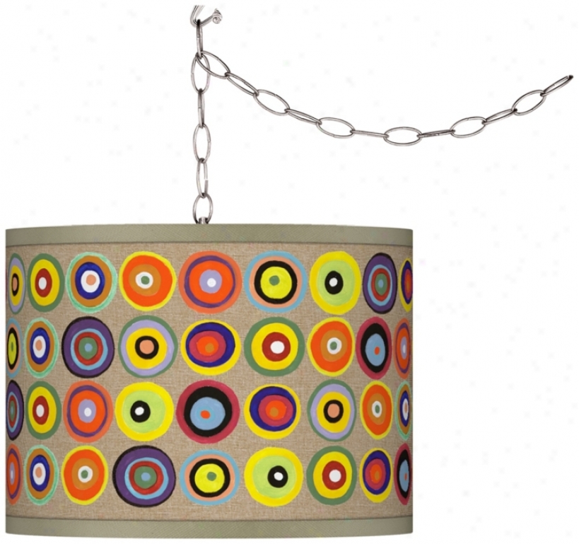 Marbles In The Park Giclee Shade Brushed Steel Swag Pendant (f9542-v3118)