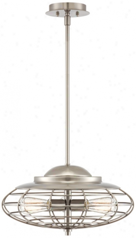 Metal Cage 18" Wide Brushed Nickel Inddustrial Pendant Light (w2429)