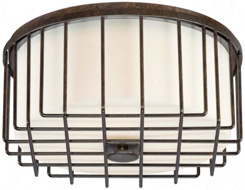 Meal Cage 3-light Flush Bronze Ceiling Light (w7483)