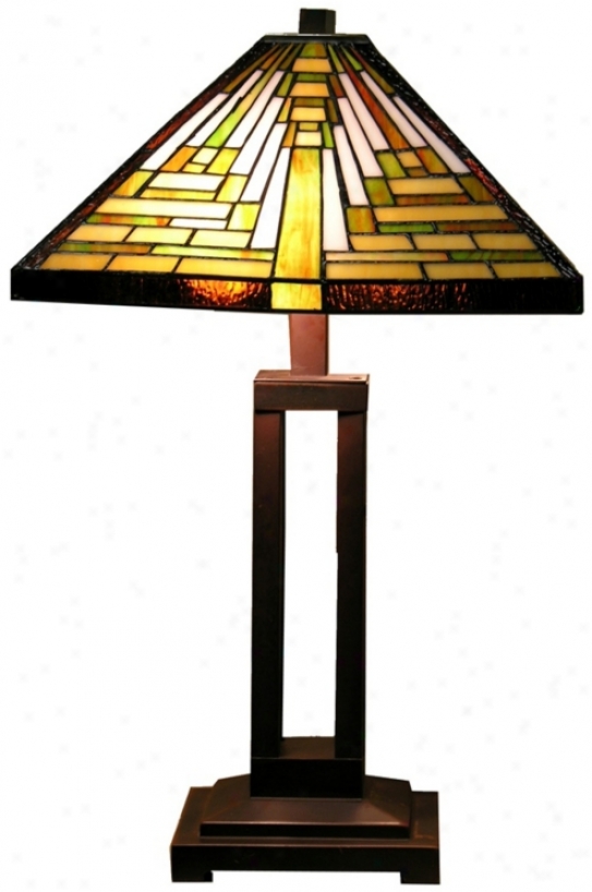 Mission Double Light Tiffany Style Table Lamp (m5810)