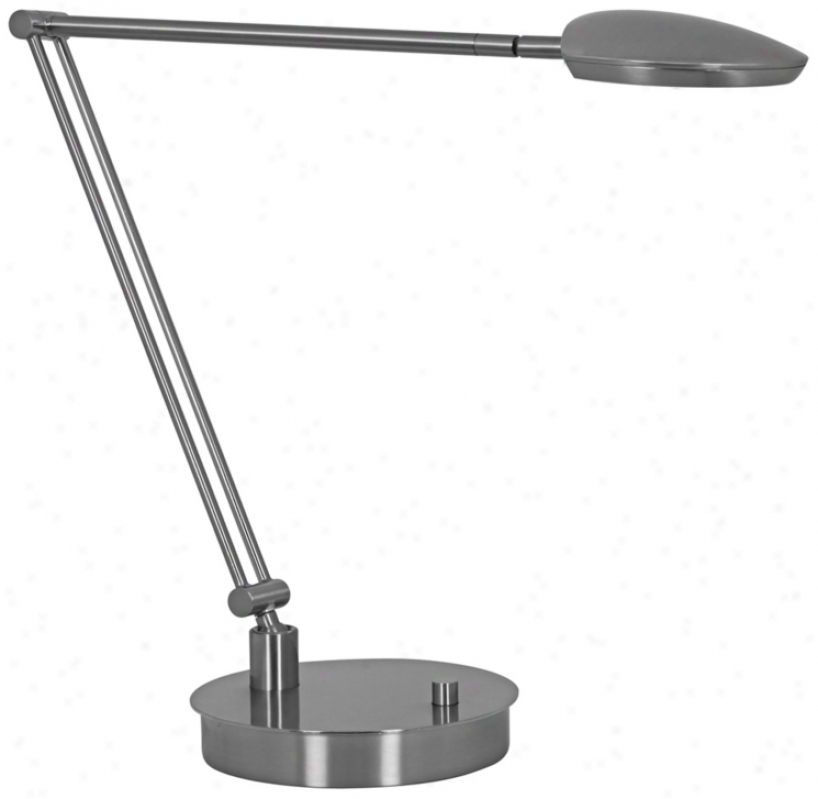 Mondoluz Pelle Angle Platinum Round Base Led Desk Lamp (v1480)
