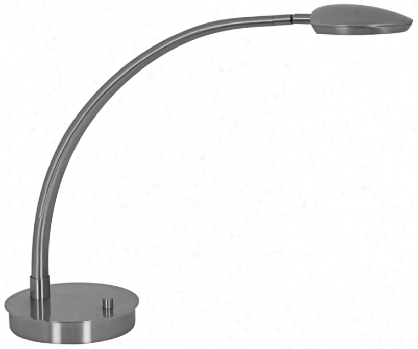 Mondoluz Pelle Curve Platinum Round Base Led Desk Lamp (v1525)