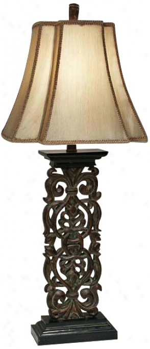 Natural Whitish Elephant Walk Wood Accomplish Table Lamp (p5262)