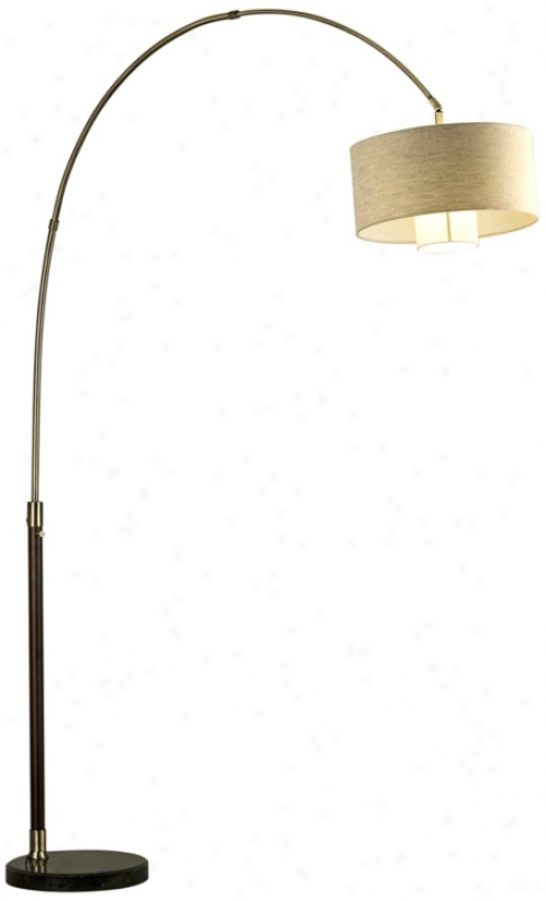 Nova Veld Pecan And Weathered Brass Arc Floor Lamp (w7488)
