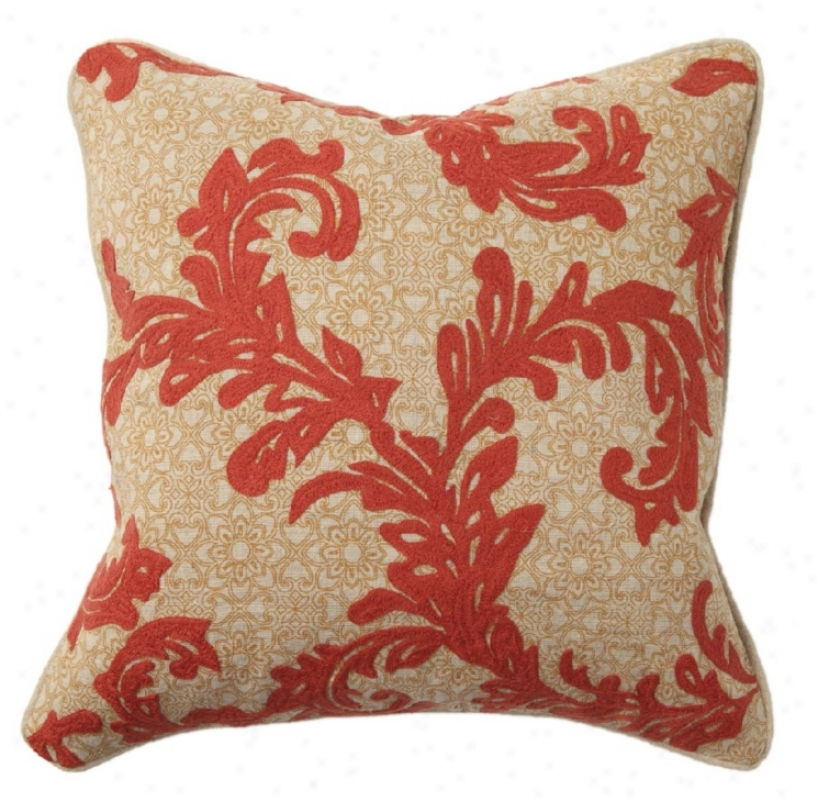 Orange Vine Embroidered Throw Pillow (r7923)
