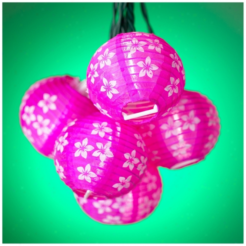 Pink Lantern Floral Patterne Party String Lights (k7137)