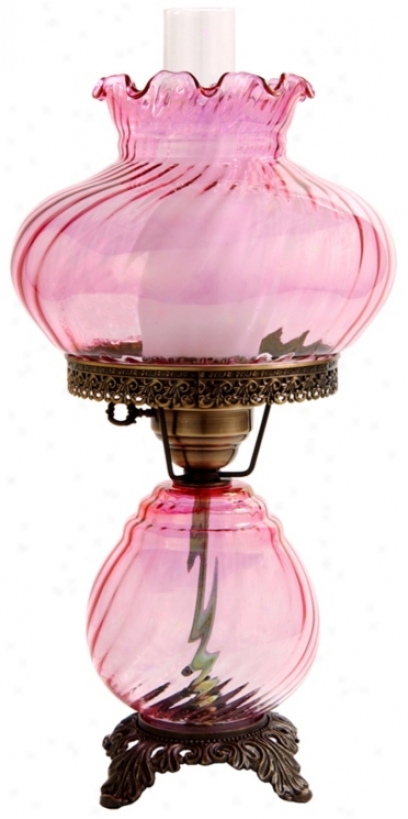 Pink Swirl Optic Shade Night Light Hurricane Table Lamp (f7925)