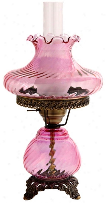 Pink Tamoshanta Swirl Night Light Hurricane Table Lamp (f7931)