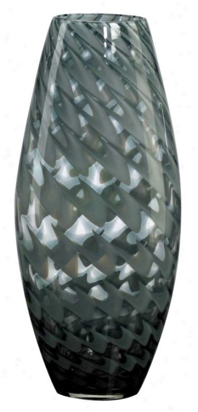 Pistachio Ligh treen Smoked Glass 13 1/2" High Vase (j0435)
