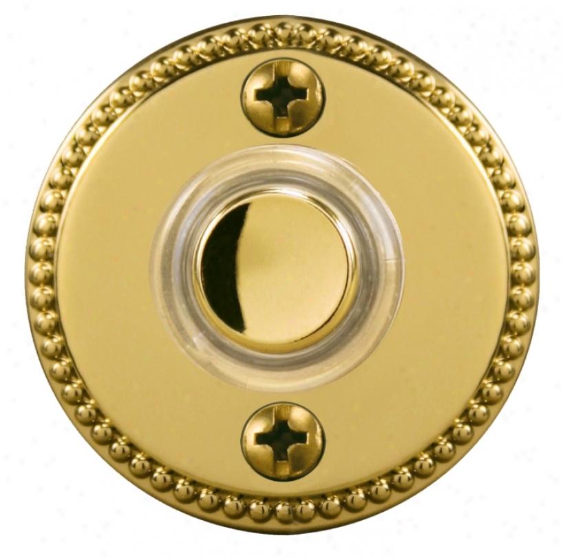 Polished Brass 1 3/4" Beaded Round Led Doorbell Button (k6233)