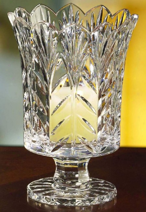Porch 7 1/2" High Crystal Hurricane With Candle (g5367)