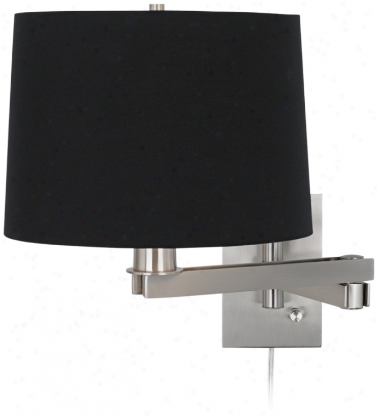 Possini Euro Design Black Drum Shade Plug-in Swing Arm (m9482-88533)