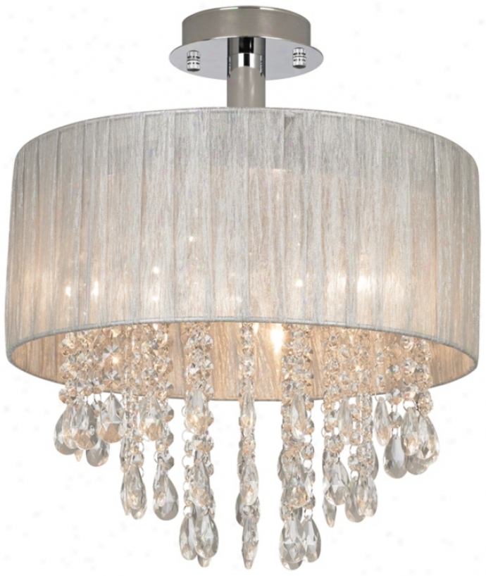 PossiniS ilver And Crystal Semi-flushmount Ceiling Light (95993)