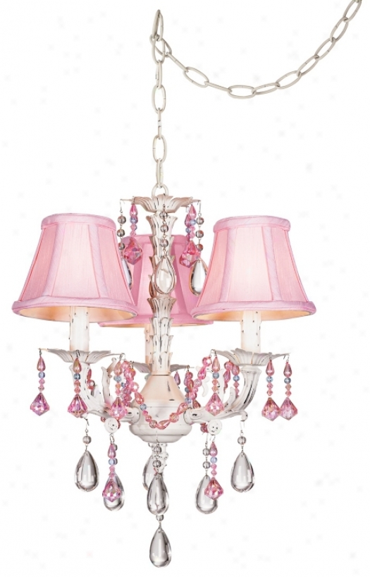 Pretty In Pink Swag Style Plug-in Mini Chandelier (27319)