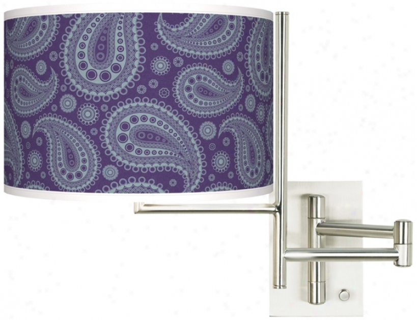 Purple Paisley Cloth of flax Giclee Steel Plug-in Swing Arm Wall Light (k1148-t8203)