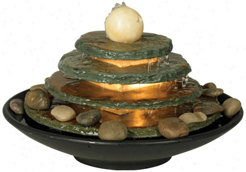 Pyramid Feng Shui Ball Lighted Table Fountain (n5177)