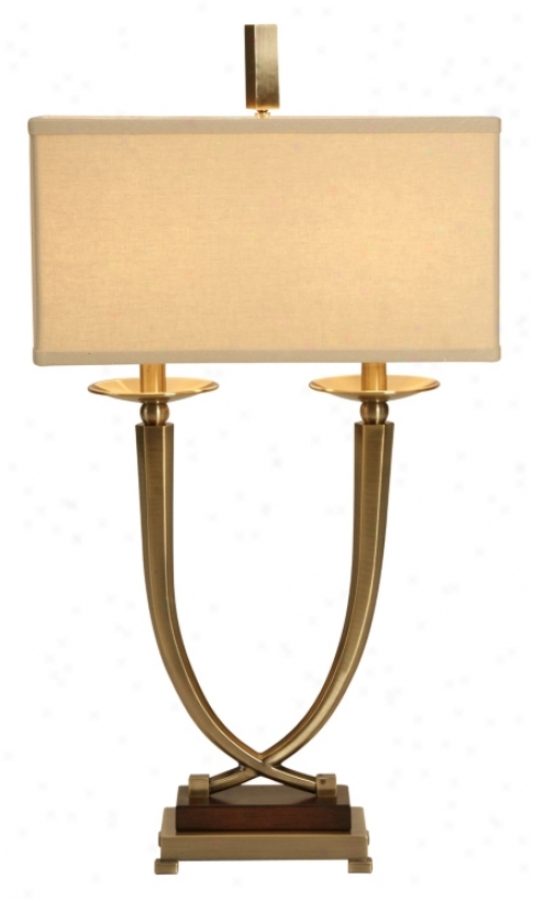 Raschella Twin Arm Antiqye Brass Table Lamp (14118)