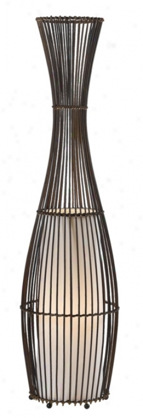 Rattan Line Vase 40" High Floor Lamp (t8621)