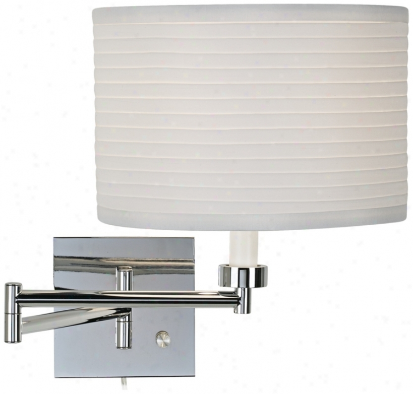 Ribbed Shade Chrome Finish Plug-in Swing Arm Wall Lamp (79404-23750)