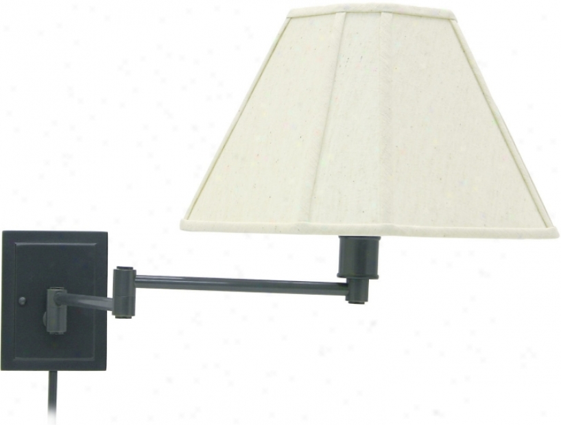Rubbed Bronze With Beige Shade Plug-in Swing Arm Wall Lamp (65879)