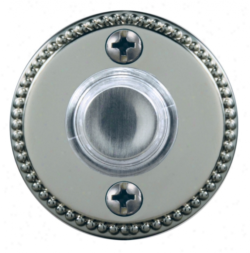 Satin Nickel 1 3/4" Beaded Round Led Doorbell Button (k6257