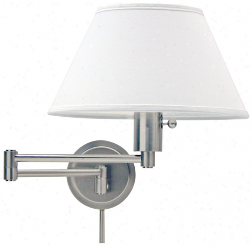 Satin Nickel Round Backplate Plug-in Swing Arm Wall Lamp (65472)