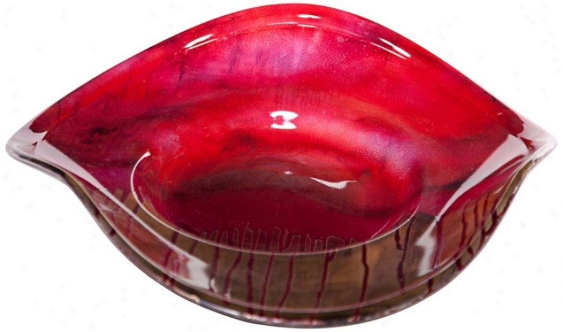 Scarlet Drip Curved Art Glass Charger Plate (v2711)