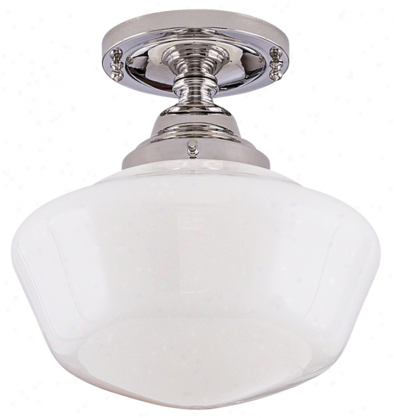 Schoolhouse Step 10" Wide Polished Nickel Ceiling Light (83822)