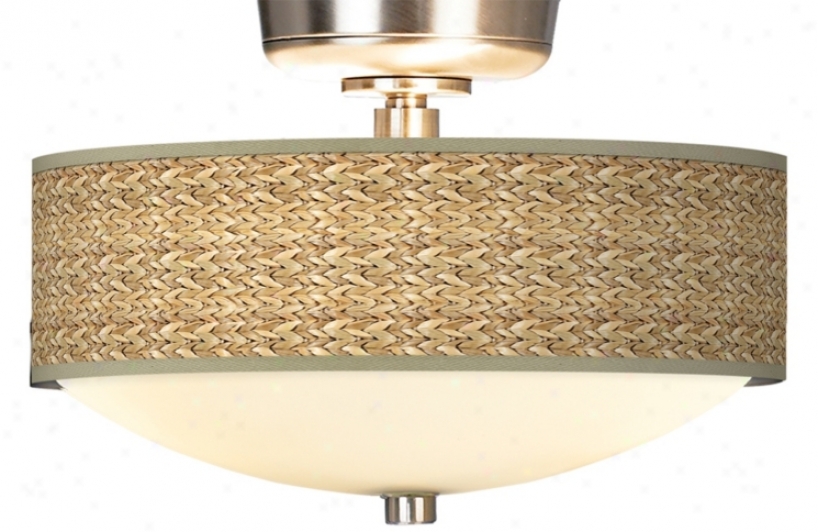Seagrass Giclee Pattern Energy Saver Brushed Steel Fan Light Kit (44803-p6406