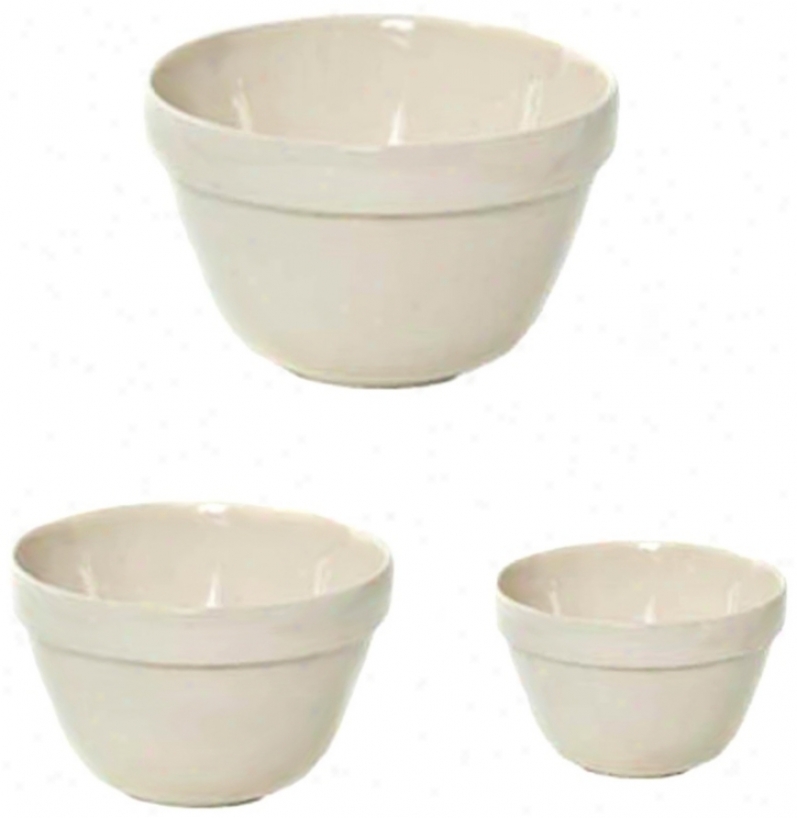 Set Of 3 White Mason Cash Mixing Bowls (v9355)