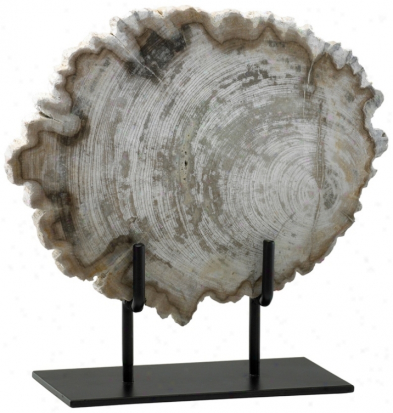 Feeble Petrified Oak Wood O Iron Stand (v1336)