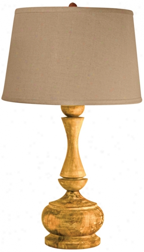 Solid Acacia Wood Urn Table Lamp (n2183)