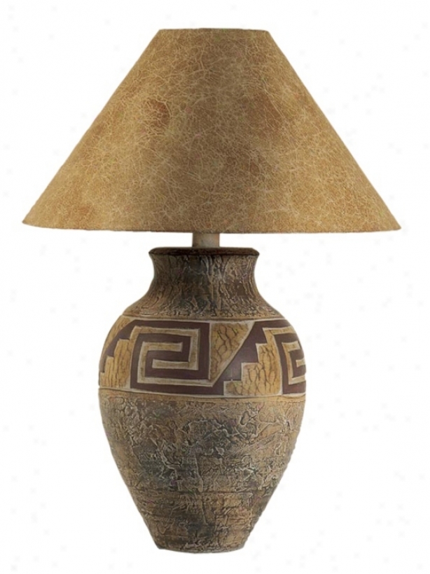Southwest Pattern Paprika Shade Table Lamp (h138)