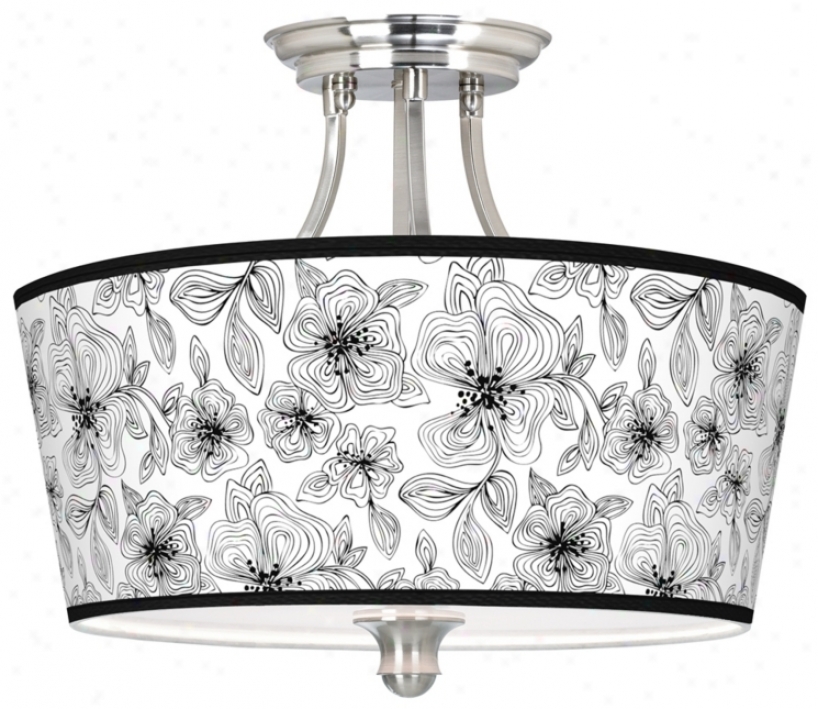 Stacy Garcia Linear Floral Taered Drum Giclee Ceiling Light (m1074-u4715)